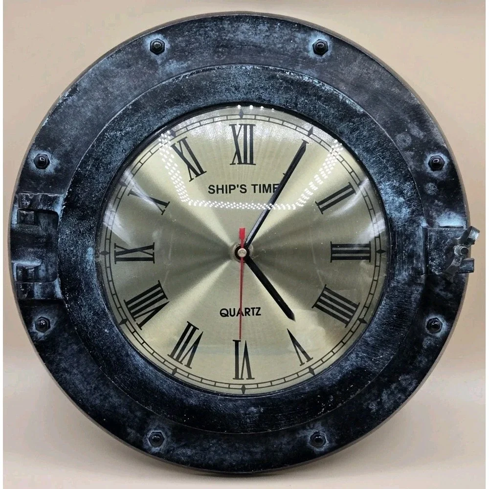 Prestige Ship's‎ Time Clock Vintage Porthole Brass Quartz Tested Working